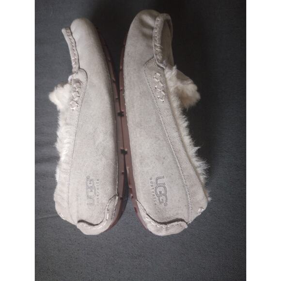 UGG Ansley Suede Sheepskin Slippers Women’s Size 7 Brown Moccasin Loafer - Picture 4 of 8